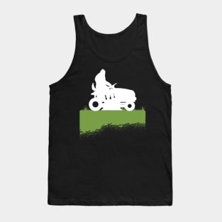 Bigfoot Riding Lawnmower Sasquatch Mowing The Lawn Grass Tank Top